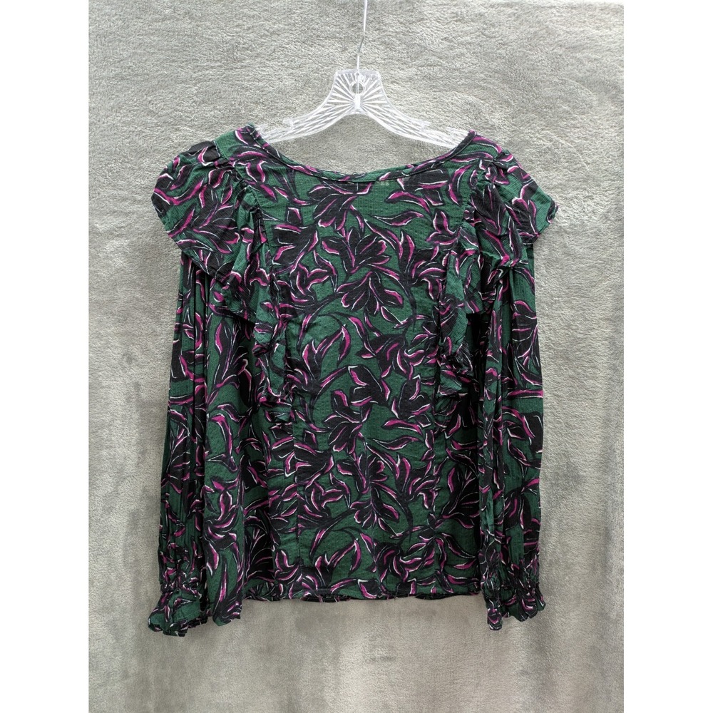 Whimsigoth Blouse Women's 0X Ruffles Dark‎ Floral Bohemian